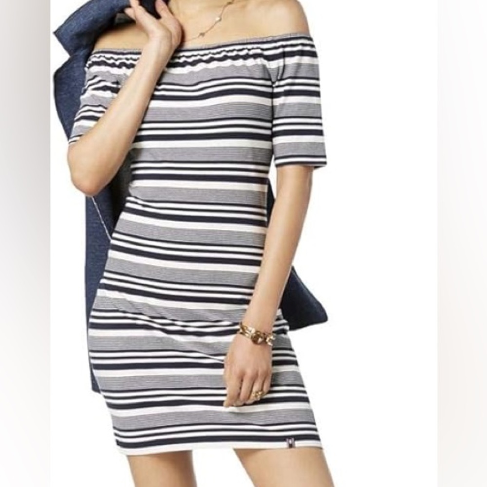 Tommy Hilfiger off the shoulder stripe dress